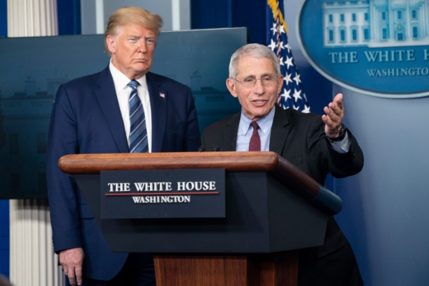 Anthony Fauci, director of the National Institute of Allergy and Infectious Diseases, speaks alongside U.S. President Donald Trump at a press briefing with members of the White House Coronavirus Task Force in Washington, DC., on April 5, 2020. ( Sarah Silbiger/Getty Images)