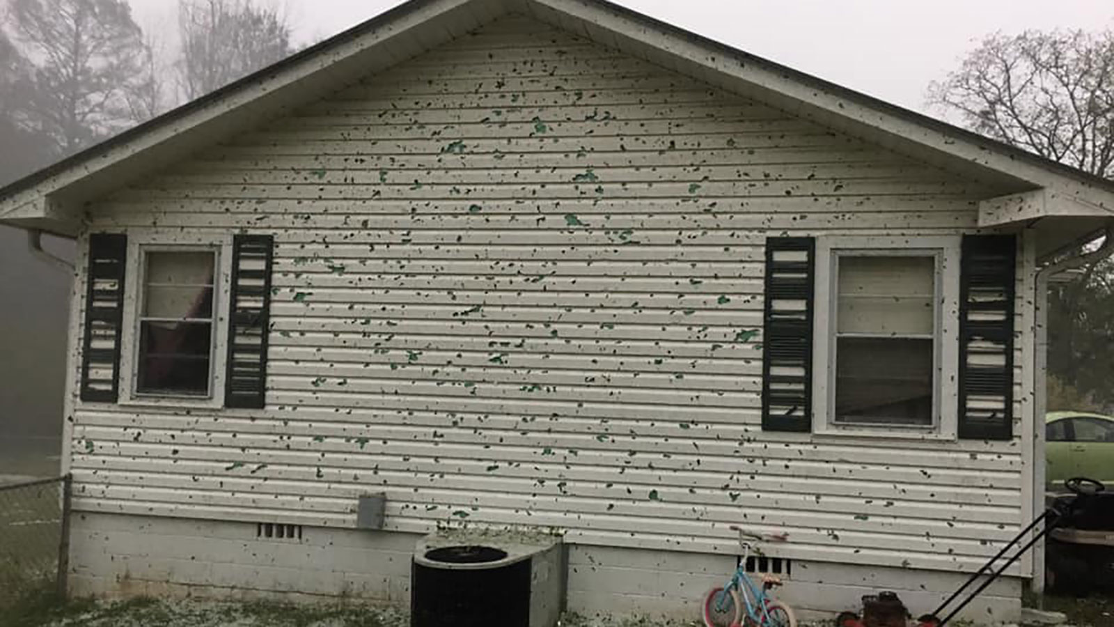 The hail had punctured holes in Shaina Scott' house in Alexander City, Al., on April 19, 2020.<br/>(Courtesy of Shaina Scott)