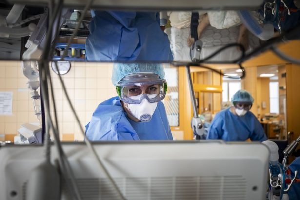 Medical professionals wearing protective gear treat a patient infected with CCP virus in the intensive care unit of a hospital on March 29, 2020 (Gabriel Kuchta/Getty Images)