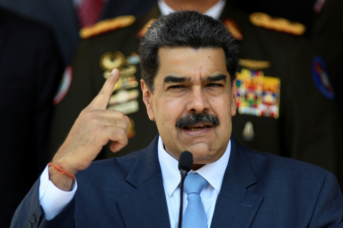 Venezuelan President Nicolas Maduro givesa press conference at the Miraflores presidential palace in Caracas, Venezuela, on March 12, 2020. (Matias Delacroix/AP Photo)