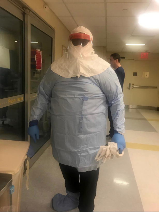 Dr. James "Charlie" Mahoney suited up in head-to-toe personal protective equipment to treat COVID-19 patients before eventually succumbing to the disease himself in April 2020. (Courtesy of Stephanie Mahoney)