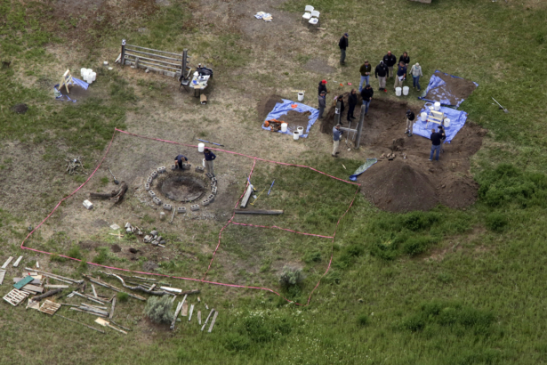Investigators search for human remains at Chad Daybell's residence in the 200 block of 1900 East, in Salem, Idaho, on June 9, 2020. (John Roark/The Idaho Post-Register via AP)
