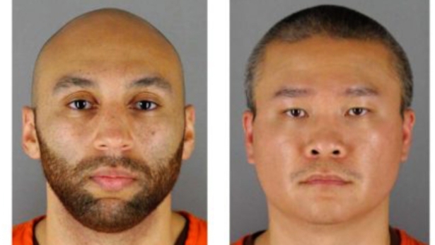 This combination of photos provided by the Hennepin County Sheriff's Office in Minnesota on Wednesday, June 3, 2020, shows J. Alexander Kueng (L) and Tou Thao. (Hennepin County Sheriff's Office via AP)