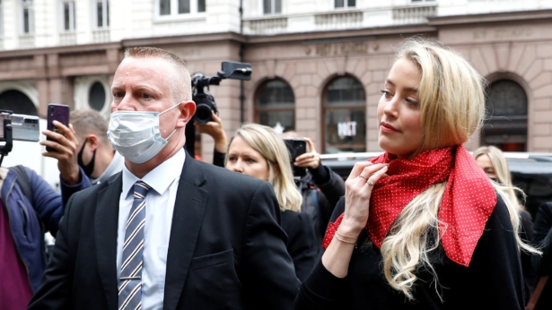 Actor Amber Heard arrives at the High Court in London, Britain, on July 8, 2020. (Peter Nicholls/Reuters)