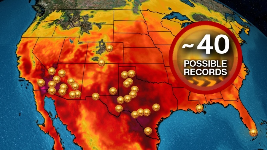 Record Heat Possible From California to Florida on Sunday