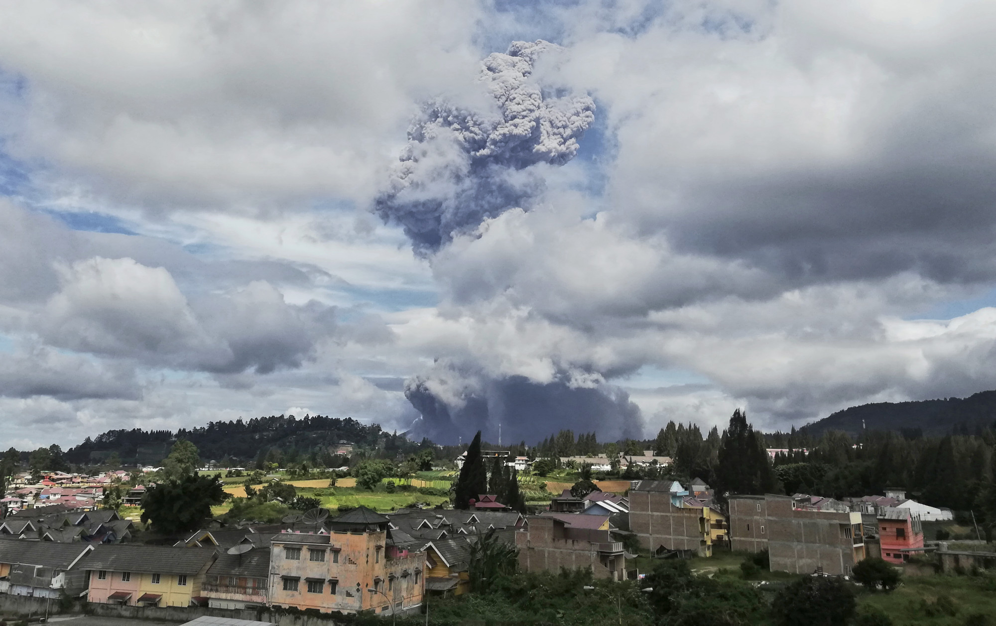 Indonesia’s Sinabung Volcano Ejects Towering Column of Ash