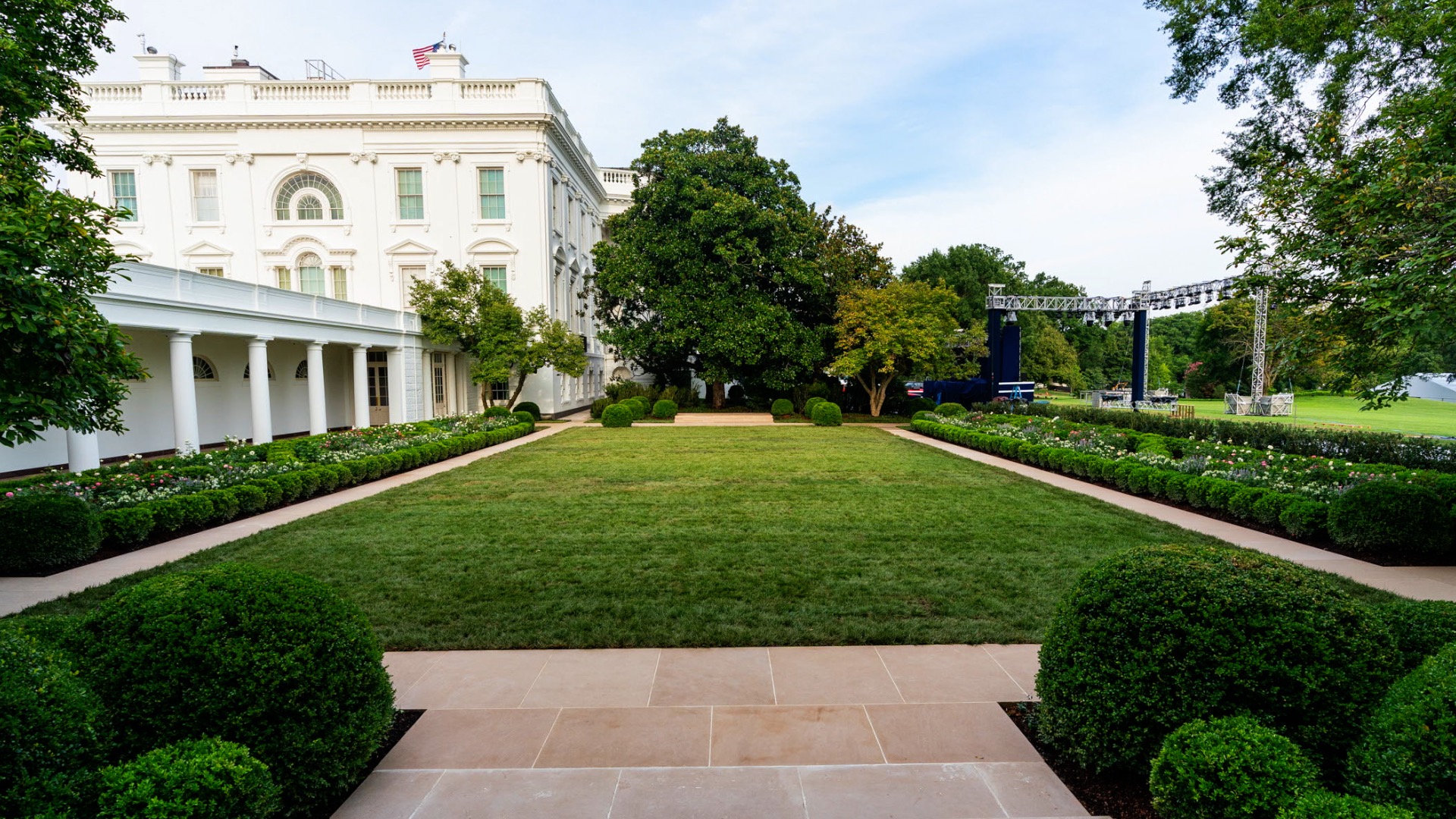 First Lady Melania Trump Unveils White House Rose Garden Renovations