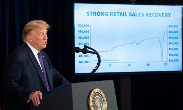 With Strong Retail Sales, Trump Touts V-Shaped Recovery