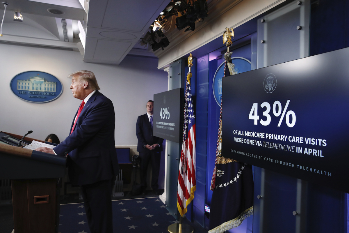 President Donald Trump speaks during a briefing with reporters in the James Brady Press Briefing Room of the White House, Monday, Aug. 3, 2020, in Washington.(AP Photo/Alex Brandon)