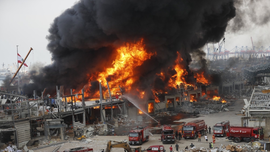 Huge Fire Breaks out at Beirut Port a Month After Explosion