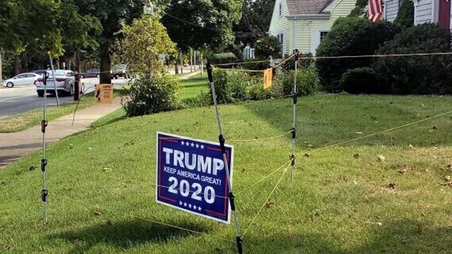Electric Fence Deters Trump Sign Thieves