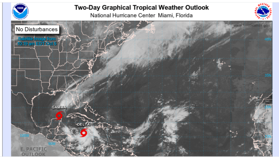Tropical Storm Delta Joins Gamma in Busy Hurricane Season