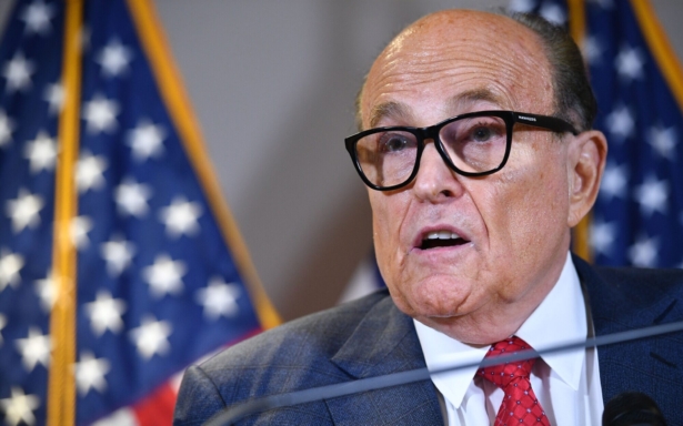 Rudy Giuliani speaks during a press conference