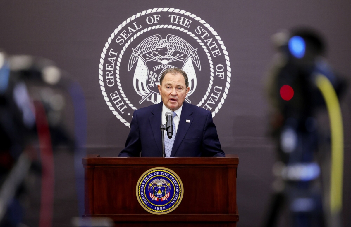 Utah Gov. Gary Herbert speaks at a press conference at the Capitol in Salt Lake City, on Nov. 9, 2020. (Scott G Winterton/The Deseret News via AP, Pool)