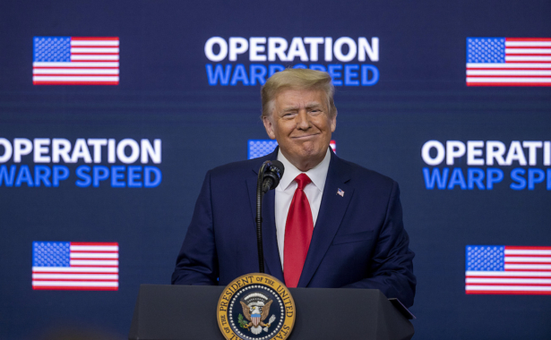 President Donald Trump speaks at the Operation Warp Speed Vaccine Summit in Washington on Dec. 8, 2020. (Tasos Katopodis/Getty Images)