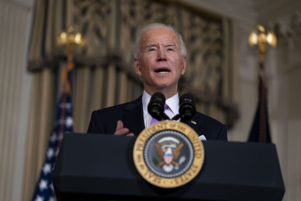 President Joe Biden speaks about his racial equity agenda in the State Dining Room of the White House in Washington, DC. on Jan. 26, 2021. (Doug Mills-Pool/Getty Images)