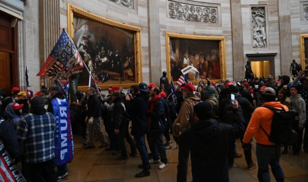 A group of protesters enters the U.S. Capitol’s Rotunda in Washington on Jan. 6, 2021. (Saul Loeb/AFP via Getty Images)
