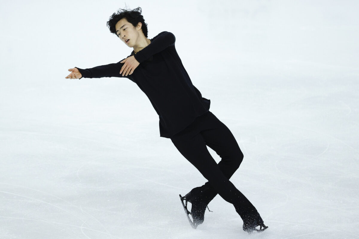 Nathan Chen competes in the men's free skate 