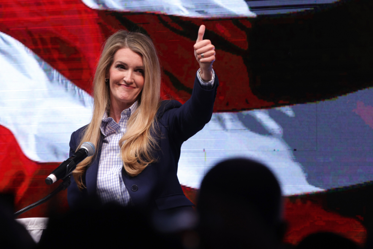 Sen. Kelly Loeffler (R-Ga.) gestures as she speaks during a runoff election night party at Grand Hyatt Hotel in Buckhead in Atlanta, Ga., on Jan. 6, 2021. (Alex Wong/Getty Images)
