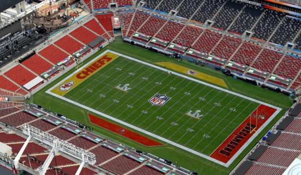 An aerial view of Raymond James Stadium ahead of Super Bowl LV, in Tampa, Fla., on Jan. 31, 2021. (Mike Ehrmann/Getty Images)