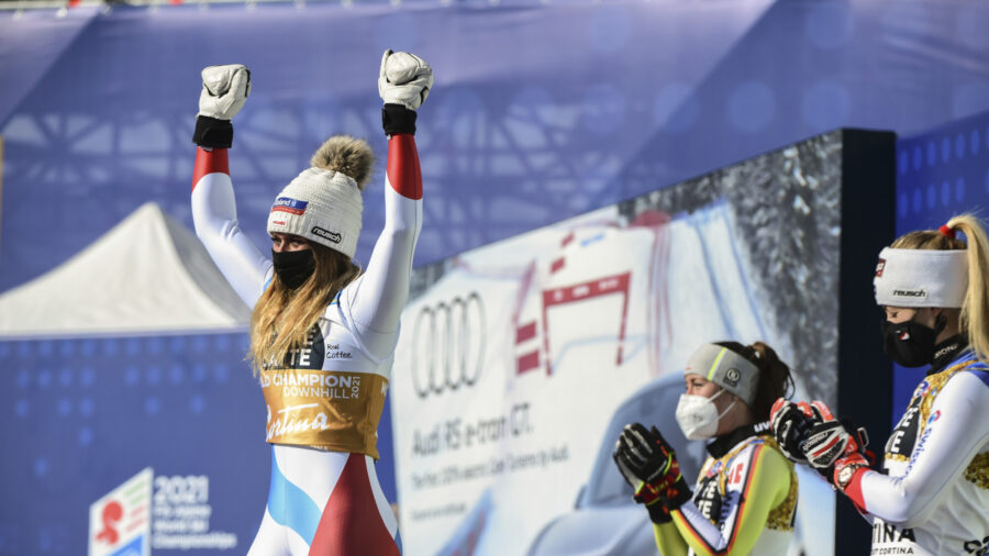 Riding High: Suter Wins Downhill for Her 1st Gold at Worlds