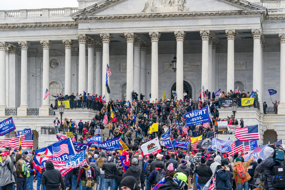 People gather on Capitol Hill to protest election results in Washington, on Jan. 6, 2021. (Leo Shi/The Epoch Times)