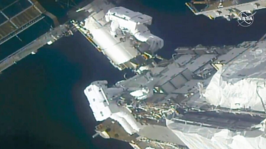 Spacewalking Astronauts Prep Station for New Solar Wings