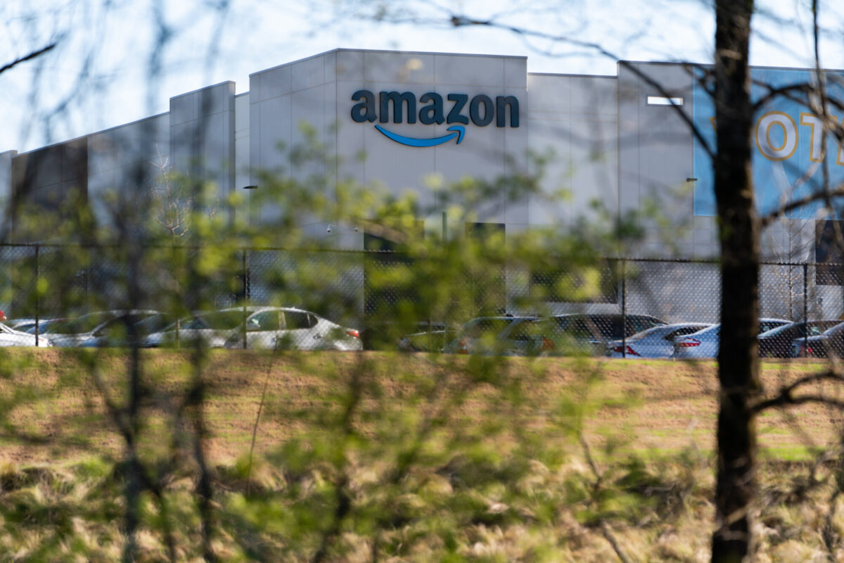 The Amazon fulfillment warehouse at the center of a unionization drive is seen in Bessemer, Ala., on March 29, 2021. (Elijah Nouvelage/Getty Images)