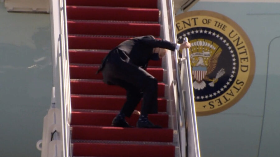Biden Stumbles Up Stairs 3 Times, Is '100 Percent Fine'