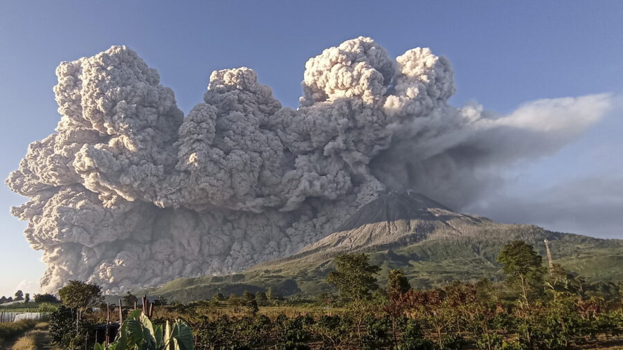 Indonesia’s Mount Sinabung Volcano Spews Ash Into Sky