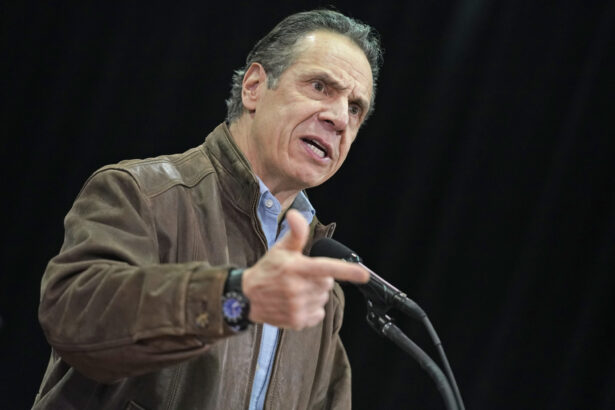 New York Gov. Andrew Cuomo speaks during a press conference before the opening of a mass COVID-19 vaccination site in the Queens borough of New York on Feb. 24, 2021. (Seth Wenig/AFP via Getty Images)