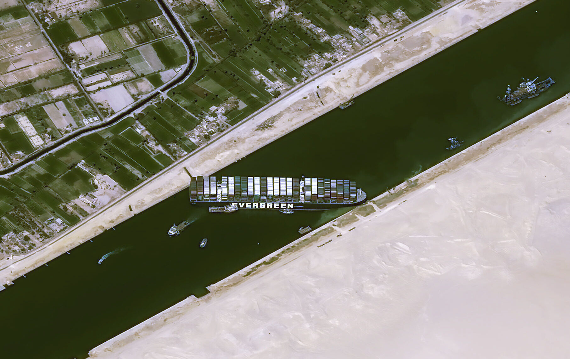Maritime Traffic Jam Grows Outside Blocked Suez Canal