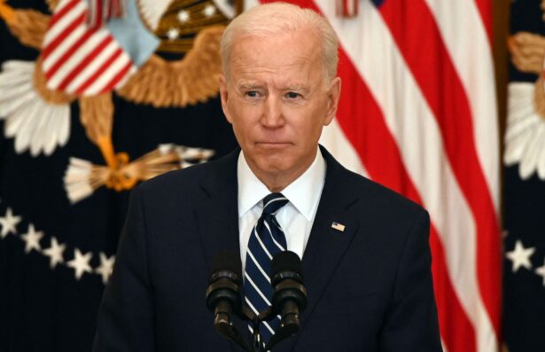 President Joe Biden answers a question during his first press briefing in the East Room of the White House in Washington,<br/>on March 25, 2021. (Jim Watson/AFP via Getty Images)