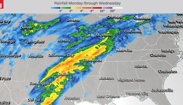 Rainfall forecast-from Monday through Wednesday. (CNN Weather)