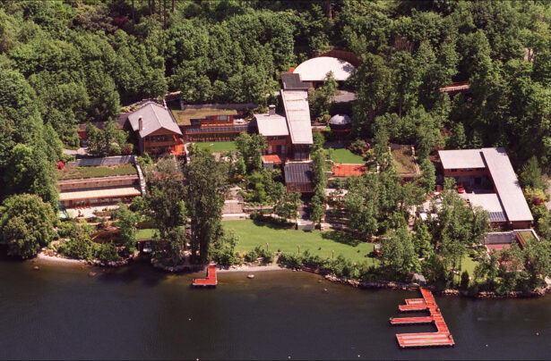 An aerial view of Bill Gates'' estate lines Lake Washington in Seattle, Wash., on May 30, 2000. (Dan Callister/Newsmakers via Getty Images)