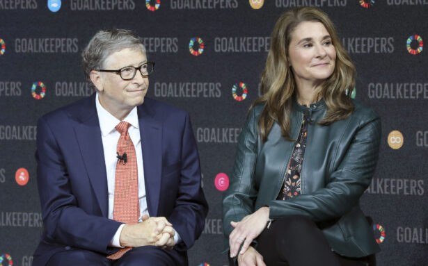 Bill Gates and his wife Melinda Gates introduce the Goalkeepers event at the Lincoln Center in New York City on Sept. 26, 2018. (Ludovic Marin/AFP via Getty Images)