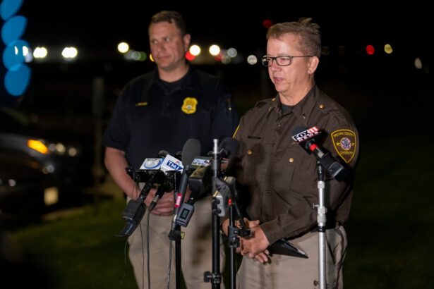 Lt. Kevin Pawlak of the Brown County Sheriff's Office talks to the media about a shooting incident with multiple fatalities at the Oneida Casino near Green Bay, Wis., on May 1, 2021. (Mike Roemer/AP Photo)