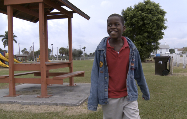 Damon Weaver, 10, walks in a park near his home in Pahokee, Fla., on Jan. 13, 2009. (Lynne Sladky/AP Photo )