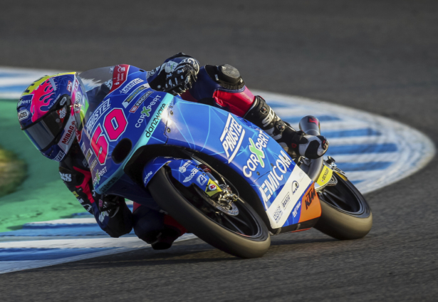 Swiss driver Jason Dupasquier during the Moto3 warm up prior the Spanish Motorcycle Grand Prix race at the Angel Nieto racetrack in Jerez de la Frontera, Spain, on July 19, 2020. (David Clares/File/AP Photo)