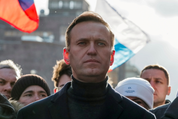 Russian opposition politician Alexei Navalny takes part in a rally to mark the 5th anniversary of opposition politician Boris Nemtsov's murder and to protest against proposed amendments to the country's constitution, in Moscow, Russia on Feb. 29, 2020. (Shamil Zhumatov/Reuters)