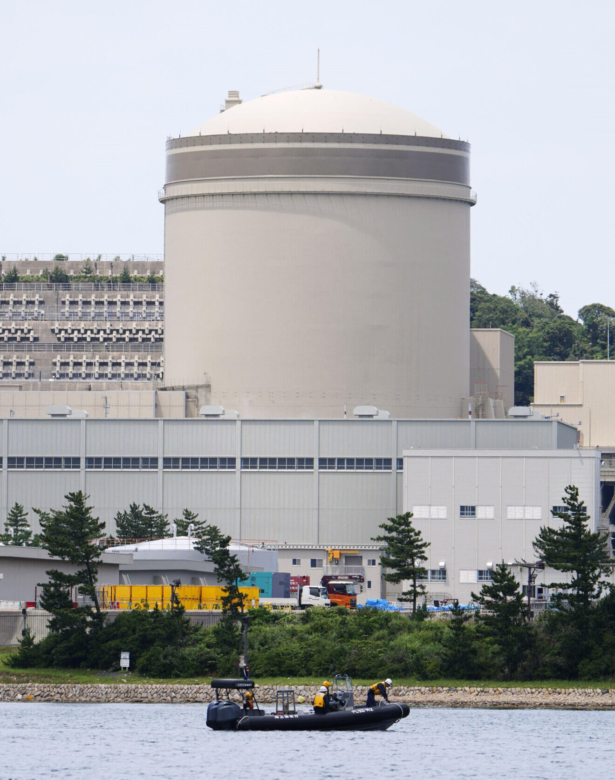 The No. 3 reactor of the Mihama Nuclear Power Plant operated by Kansai Electric Power Co. is seen in Mihama town, Fukui prefecture, central Japan, on June 23, 2021. (Kyodo News via AP)