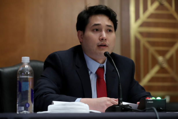 Andy Ngo testifies before the Senate Judiciary Subcommittee on the Constitution during a hearing about "anarchist violence" in the Dirksen Senate Office Building on Capitol Hill in Washington, on Aug. 4, 2020. (Chip Somodevilla/Getty Images)