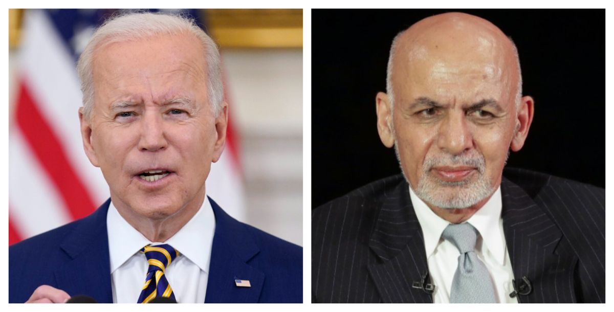 (L) President Joe Biden at the White House on June 18, 2021. (Evan Vucci/AP Photo); (R) Afghanistan's President Ashraf Ghani attends a panel discussion at Asia Society in Manhattan, New York, on Sept. 20, 2017. (Jeenah Moon/Reuters)