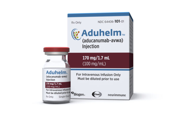 A vial and packaging for the drug Aduhelm is shown on June 7, 2021. (Biogen via AP)