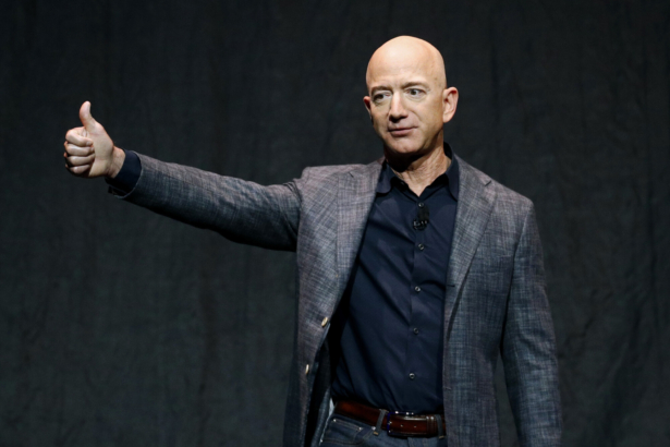 Jeff Bezos speaks at an event before unveiling Blue Origin's Blue Moon lunar lander in Washington, on May 9, 2019. (Patrick Semansky/AP Photo)