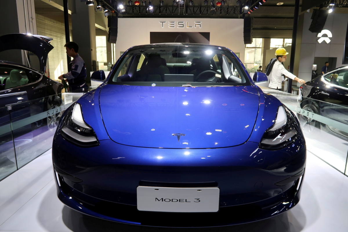 A China-made Tesla Model 3 electric vehicle is seen ahead of the Guangzhou auto show in Guangzhou, Guangdong province, China, on Nov. 21, 2019. (Yilei Sun/File Photo/Reuters)