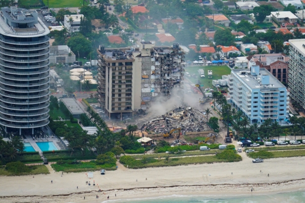 Rescue personnel work in the rubble at the Champlain Towers South Condo, in Surfside, Fla. on June 25, 2021. (Gerald Herbert/AP Photo)