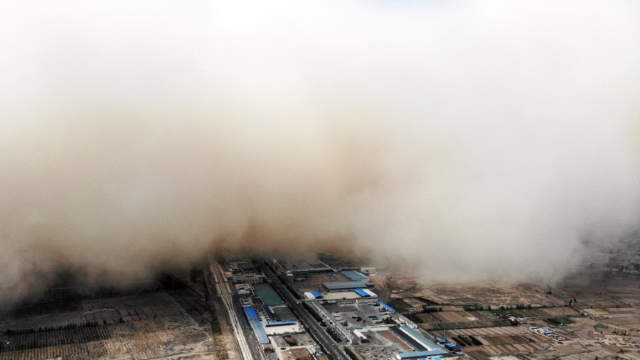 Rare Sandstorm Hits City in Northwest China