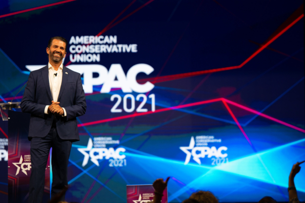 Donald Trump Jr. speaks during the Conservative Political Action Conference (CPAC) held at the Hilton Anatole in Dallas, Texas, on July 9, 2021. (Brandon Bell/Getty Images)