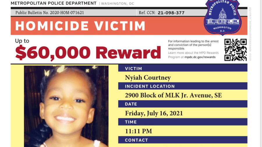 $60,000 Reward Offered After Child Killed, 5 Others Shot in DC